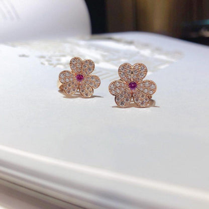 [⭐JeweliWhal]FRIVOLE PINK GOLD FLOWER DIAMOND EARRINGS