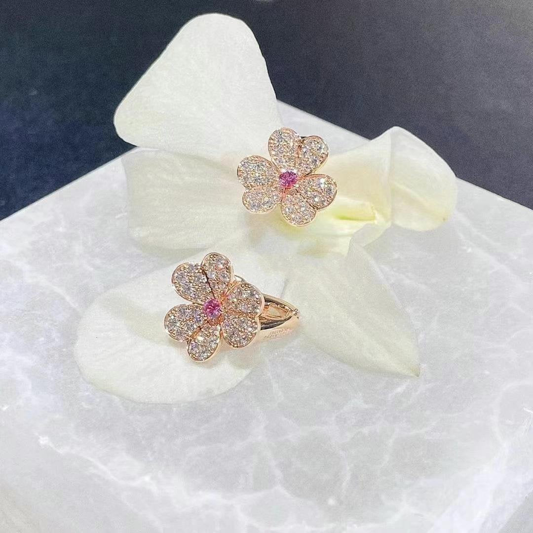 [⭐JeweliWhal]FRIVOLE PINK GOLD FLOWER DIAMOND EARRINGS