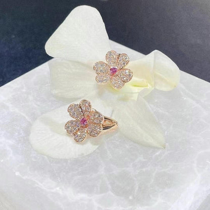[⭐JeweliWhal]FRIVOLE PINK GOLD FLOWER DIAMOND EARRINGS