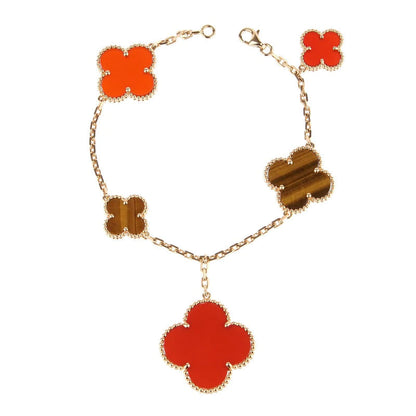 [⭐JeweliWhal]CLOVER BRACELET 5 MOTIFS CARNELIAN TIGER EYE