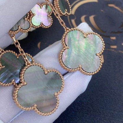 [⭐JeweliWhal]CLOVER EARRINGS DARK MOP 4 MOTIFS ROSE GOLD