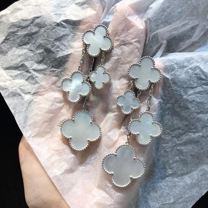 [⭐JeweliWhal]CLOVER EARRINGS WHITE MOP 4 MOTIFS SILVER