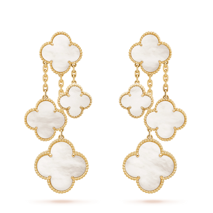 [⭐JeweliWhal]CLOVER EARRINGS WHITE MOP 4 MOTIFS GOLD