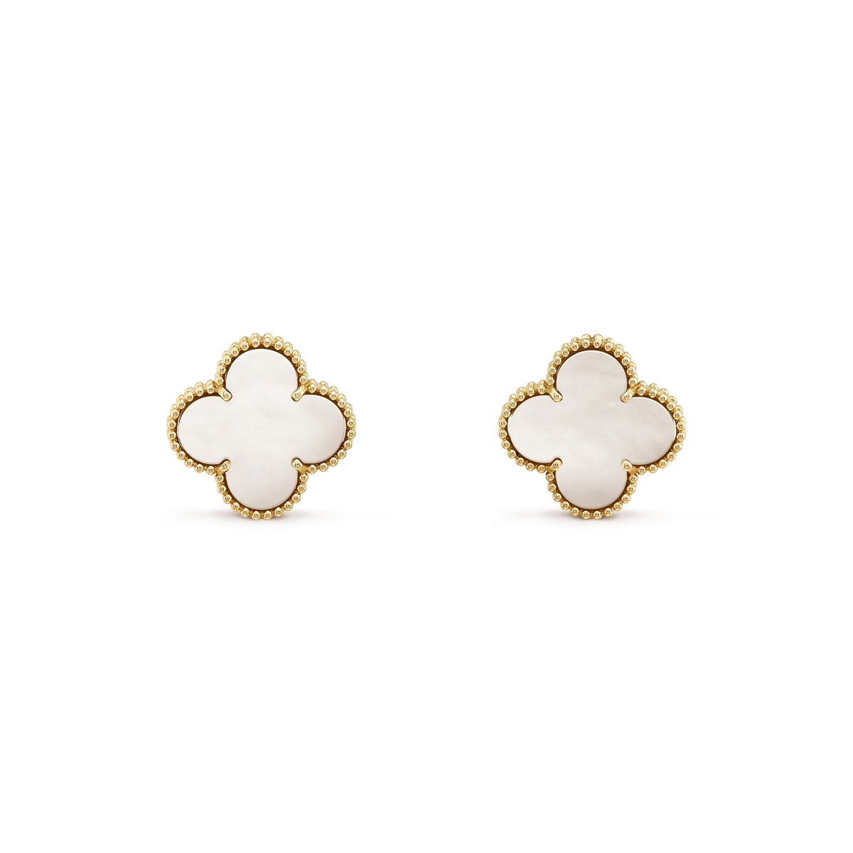 [⭐JeweliWhal]CLOVER MEDIUM 1 MOTIFS  WHITE MOP STUD EARRINGS