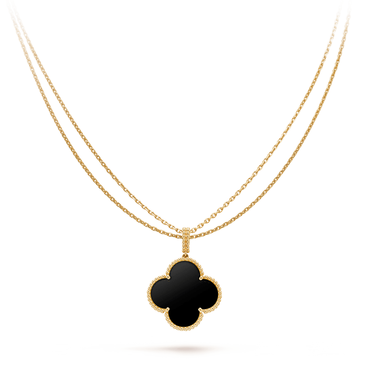 [⭐JeweliWhal]CLOVER 25MM GOLD ONYX BIG CLOVER NECKLACE