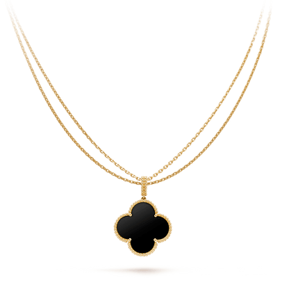 [⭐JeweliWhal]CLOVER 25MM GOLD ONYX BIG CLOVER NECKLACE