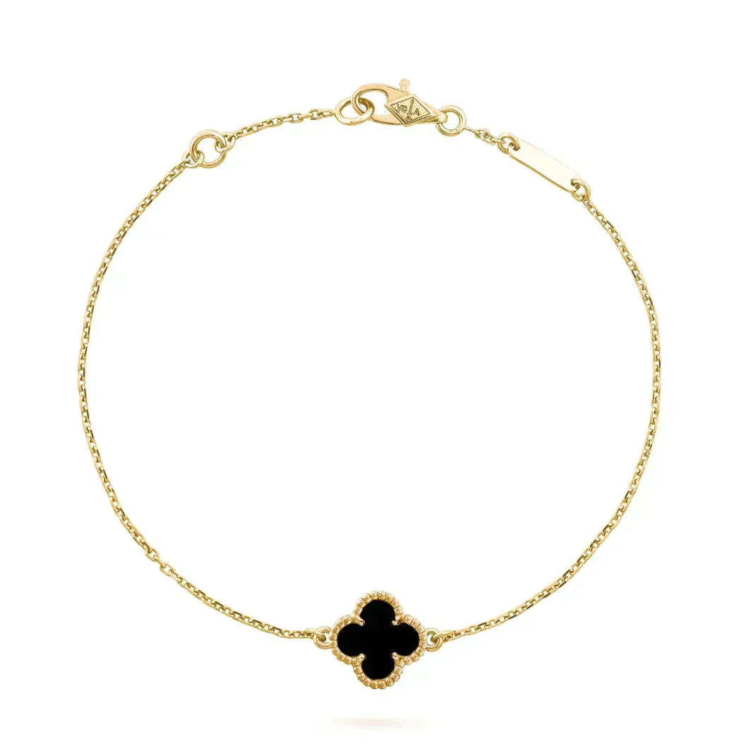 [⭐JeweliWhal]CLOVER ONYX SINGLE FLOWER BRACELET
