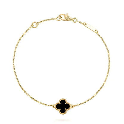 [⭐JeweliWhal]CLOVER ONYX SINGLE FLOWER BRACELET