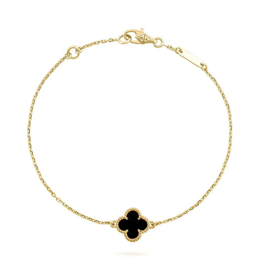 [⭐JeweliWhal]CLOVER ONYX SINGLE FLOWER BRACELET