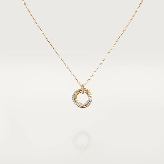 [⭐JeweliWhal]TRINITY NECKLACE SILVER GOLD PINK GOLD DIAMONDS