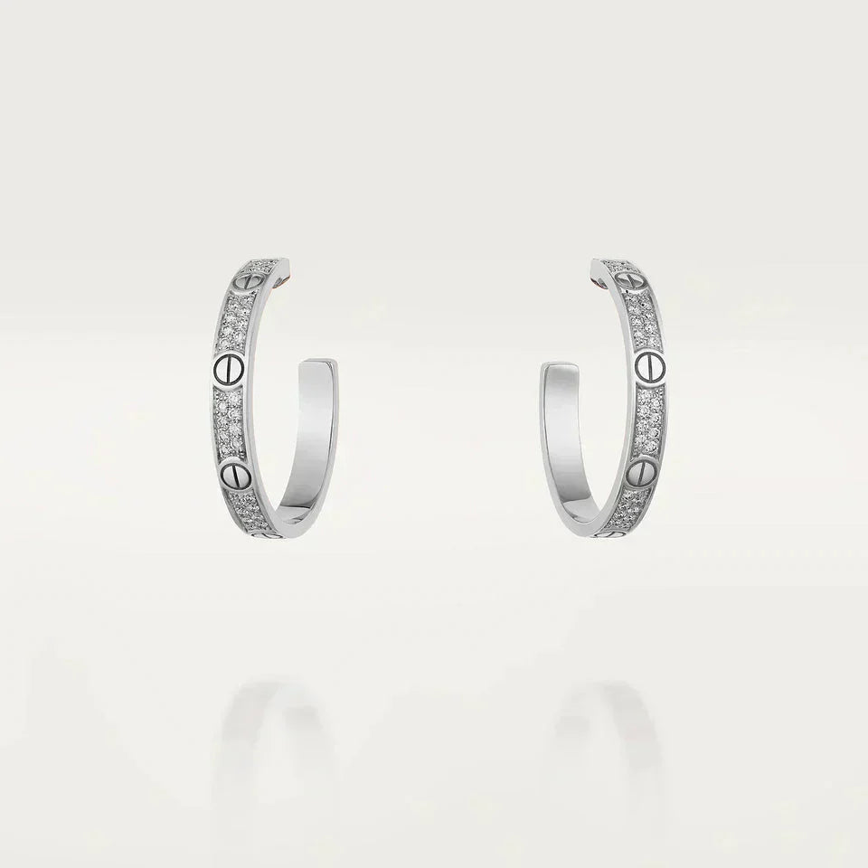 [⭐JeweliWhal]LOVE DIAMOND SILVER HOOP EARRINGS