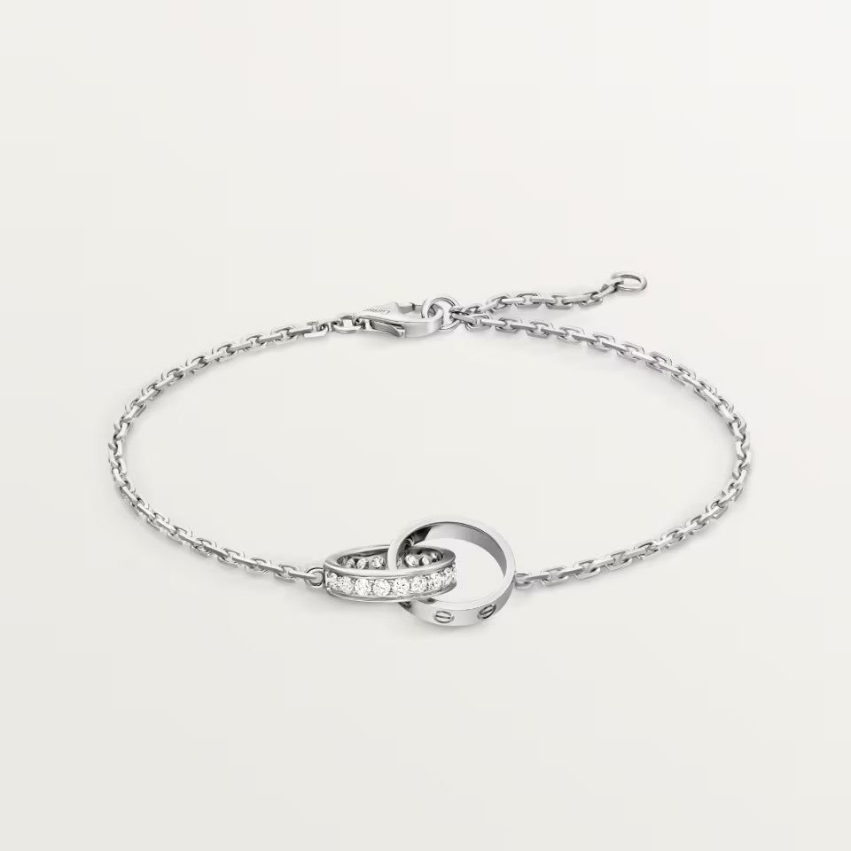 [⭐JeweliWhal]LOVE DOUBLE RING HALF DIAMOND BRACELET