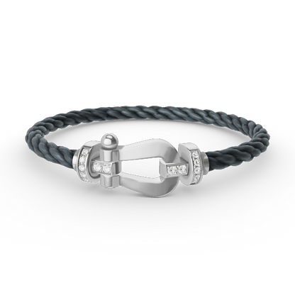 [⭐JeweliWhal]FORCE LARGE HORSESHOE HALF DIAMOND BRACELET SILVER