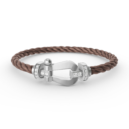 [⭐JeweliWhal]FORCE LARGE HORSESHOE HALF DIAMOND BRACELET SILVER