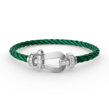 [⭐JeweliWhal]FORCE LARGE HORSESHOE HALF DIAMOND BRACELET SILVER