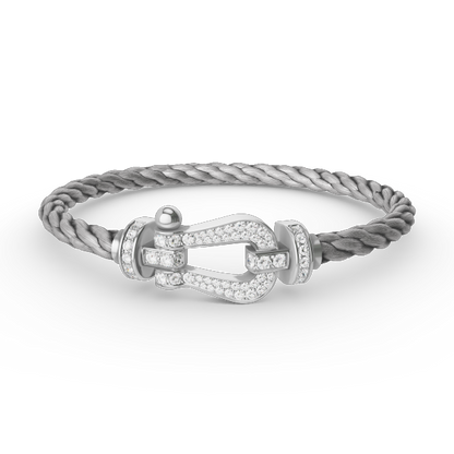 [⭐JeweliWhal]FORCE LARGE HORSESHOE FULL DIAMOND BRACELET SILVER