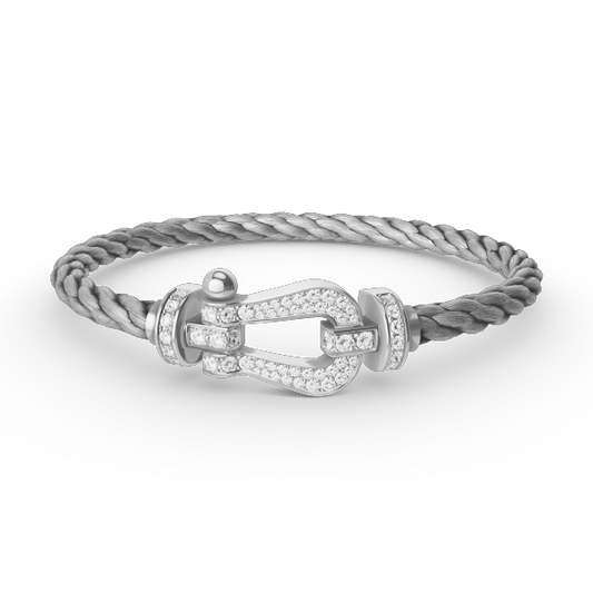 [⭐JeweliWhal]FORCE LARGE HORSESHOE FULL DIAMOND BRACELET SILVER