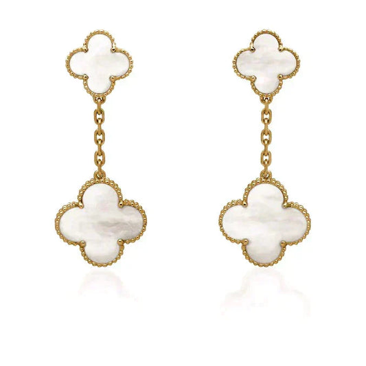 [⭐JeweliWhal]CLOVER 2 MOTIF WHITE MOP EARRINGS