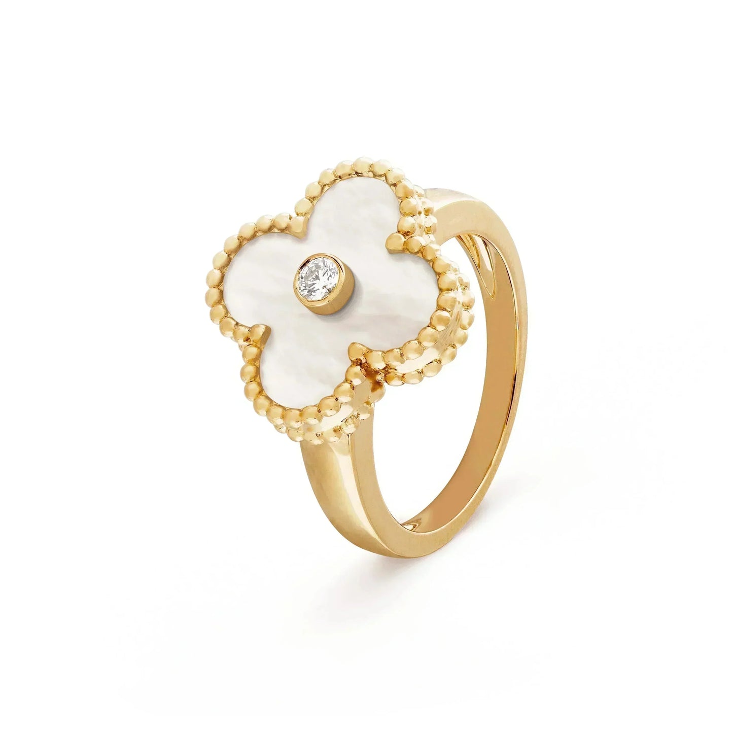 [⭐JeweliWhal]CLOVER PINK MOP RING GOLD DIAMOND
